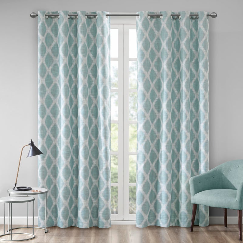 SUNSMART Sun Smart Blakesly Blackout Curtains Patio Window, Ikat Print, Grommet Top Living Room Decor, Living Room Decor, Thermal Insulated Light Blocking Drape for Bedroom and Apartments, 50" x 84", Aqua - Image 3